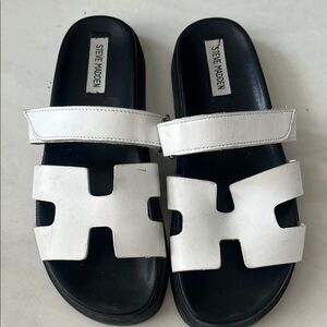 Steve Madden White Slide Sandals 9